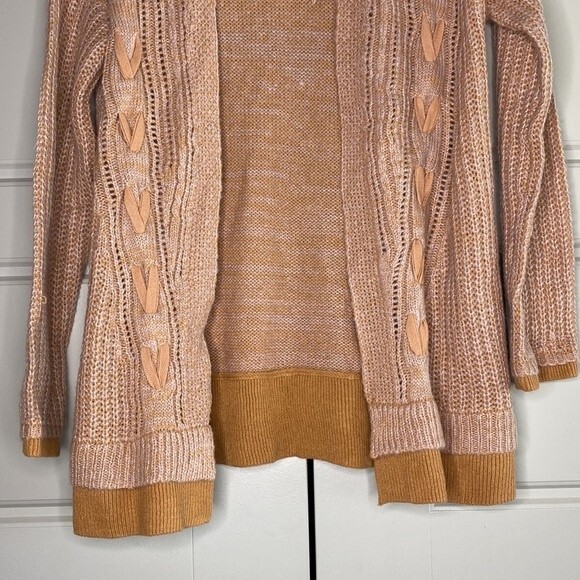 Mystree Open Front Knit Sweater Cardigan Contrast Hem S - Picture 3 of 8